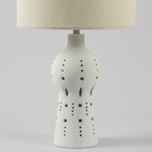 Lampe de table LED classique en forme de vase, lampe de table blanche, lampe de table d'hôtel, lampe de table décorative avec embout doré - Product Image 1