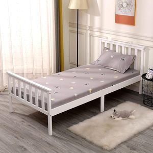 Inweto Modern Simple Design Sturdy Solid Wood Pine Wooden <b>Single</b> Size <b>Bed</b> 3ft With Headboard High Foot End White for Bedroom BF1 - Product Image 4