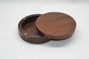 Scatola di legno di noce rotonda fatta a mano di lusso per la confezione regalo per bracciali collane anelli legno nero e bambù