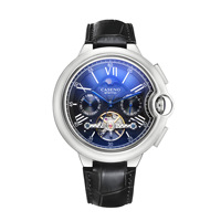 Montre mécanique de luxe pour homme de la marque Time Token, avec tourbillon, cadran ajouré, aiguilles automatiques, bracelet en cuir, résistance à l'eau 3ATM