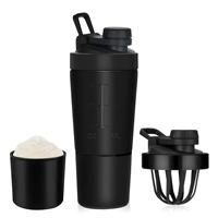 Bouteille shaker isotherme à double paroi en acier inoxydable 20 oz avec logo personnalisé, compartiment de stockage pour poudre, mélange rapide des protéines