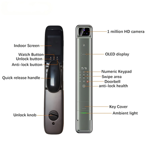 Bloqueo automático NFC 3D Reconocimiento facial Bloqueo inteligente Desbloqueo intravenoso <span class=keywords><strong>C</strong></span>ámara de ojo de gato Alarma antipalanca Timbre incorporado Contraseña ficticia - Product Image 5