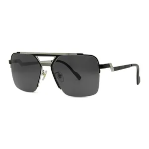 Nieuw Design Luxe Zonnebril Voor Unisex Half Frame Trendy Zonnebril Hoge Kwaliteit Maatwerk Logo Groothandel Bril