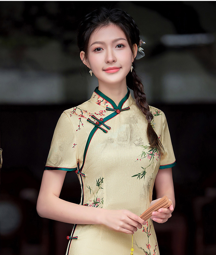 Elegant Chinese Style Dress - Retro Buckle Long Evening Gown Elegant Chinese Style Dress - Retro Buckle Long Evening Gown