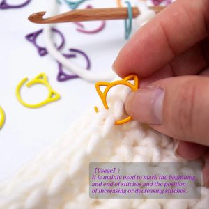 Marqueurs de point de tricot en forme de chat en métal, anneaux de marqueurs de couture verrouillables pour le projet de tissage de tricot au <span class=keywords><strong>crochet</strong></span> - Product Image 3