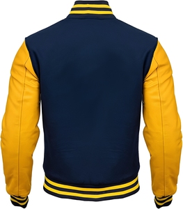 เสื้อแจ็คเก็ตวาร์ซิตี้ชาย สีกรมท่า เหลือง ขาว ปักตัวอักษร M ผ้าขนสัตว์/โพลีเอสเตอร์ แขนเสื้อสไตล์พรีปปี้ สำหรับฤดูหนาว สวมใส่สบาย ให้ความอบอุ่น - Product Image 2