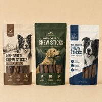 Sachet Doypack vide pour bâtonnets à mâcher de viande séchée à l'air, imprimé sur mesure, qualité alimentaire, finition mate, pour friandises pour chiens et bâtonnets de collagène