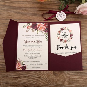 Cartes de <span class=keywords><strong>menu</strong></span> personnalisées de luxe pour mariage, découpées au laser, avec estampage à chaud doré, personnalisées avec des enveloppes fleuries, Casamento - Product Image 5