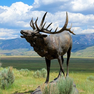 D & Z decorazione animale all'aperto di alta qualità bronzo di grandi <span class=keywords><strong>dimensioni</strong></span> <span class=keywords><strong>alce</strong></span> con orso scultura - Product Image 2