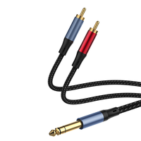 Câble tressé en nylon RCA vers 6.5mm Adaptateur jack mâle Aux vers RCA pour téléphones portables Tablettes MP3 Haut-parleurs