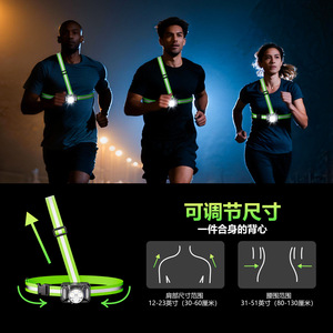 Rechargeable LED Chest <b>Light</b> <b>Running</b> Headlamp 360 Reflective Strap for Night Hiking Cycling Camping - Product Image 4