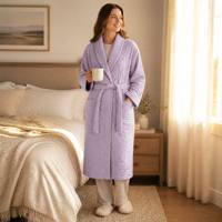 Robe en tissu éponge de coton, style kimono, col chaud, super douce, pour les vacances et la maison, avec ceinture, logo personnalisé
