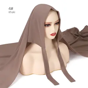 2023 Nieuwe Ontwerp Moslim Chiffon Instant Hijab Sjaal Mode Stropdas Sjaal Malaysia Arab Hijab Qk237