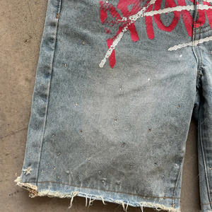 Pantalones cortos de mezclilla con cuentas de diseñador para hombre con pantalones cortos de mezclilla personalizados Sun Fade y pantalones cortos Casuales - Product Image 5