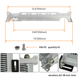 Refroidisseur d'huile moteur universel 25 rangées AN8 avec 2 pièces raccords AN8 à AN6 + ventilateur <span class=keywords><strong>électrique</strong></span> 7 "+ <span class=keywords><strong>adaptateur</strong></span> de raccord noir/argent pour E36 - Product Image 4
