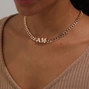 Collar con Cadena Cubana MECYLIFE, Collar Personalizado con Letras, Joyería Vintage, Regalo para <span class=keywords><strong>Novio</strong></span> - Product Image 4