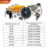 Reloj de Pared con Mapa del Mundo LED, Reloj de Arte con Mapa del Mundo en Acrílico, Funciona con Pilas, Apto para Sala de Estar, Oficina y Dormitorio