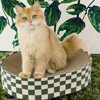 LHB Ramah Lingkungan 2 in 1 Tempat Tidur Kucing Oval dan Bulat dari Karton, Mangkuk Cakar, Bahan Kertas, Penggaruk Kucing Model RW-102702