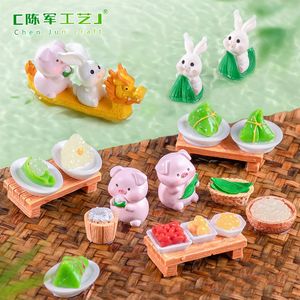 Petites décorations de cochon en zongzi pour le festival du <span class=keywords><strong>bateau</strong></span>-dragon, micro-paysage miniature, nourriture miniature, jeu de bricolage, décoration - Product Image 2