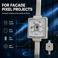 Écran LED matriciel animé couleur pour mur-rideau extérieur, source de lumière ponctuelle pour affichage vidéo et décoration de façade de bâtiment