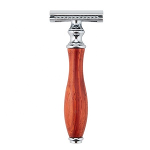 One Blade <strong>Beard</strong> Razor Single Edge Blade <strong>Shaving</strong> Navaja Wood Razor Gift Box - Product Image 4
