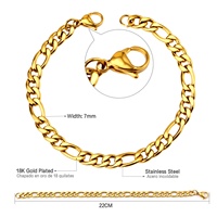 Bracelet à Maillons Cubains 7 mm en Or 18K PVD, Épais et Étanche, Prix Abordable, Bijoux Unisexes pour Hommes