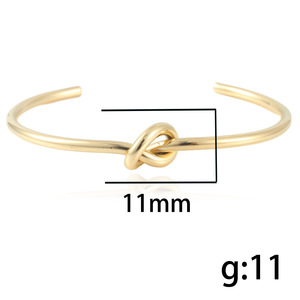 Pulsera de puño con nudo en tono dorado para mujer, joyería de moda de acero inoxidable, regalo 13006 - Product Image 3