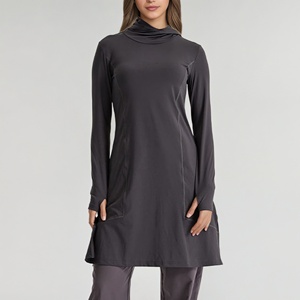 Abbigliamento Casual modesto <span class=keywords><strong>sportivo</strong></span> manica lunga <span class=keywords><strong>Top</strong></span> mussulm Hoodie Activewear Abaya Muslim abbigliamento da palestra per donna - Product Image 2