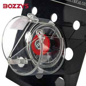 緊急停止プッシュボタンに適した取り付けベース付きの取り外し可能な透明ガラス樹脂PCプッシュボタンロックアウトカバー - Product Image 1