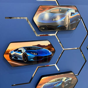 لوحات سيارات رياضية زرقاء بتصميم أصلي حديث مباشرة من المصنع، فن جداري راقي بإطارات خشبية صلبة لغرف الطعام والمعيشة - Product Image 5