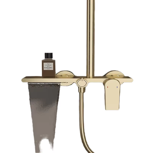 Ensemble <span class=keywords><strong>de</strong></span> <span class=keywords><strong>douche</strong></span> <span class=keywords><strong>de</strong></span> luxe doré moderne avec douchette à effet pluie et <span class=keywords><strong>barre</strong></span> coulissante incluse - Product Image 1