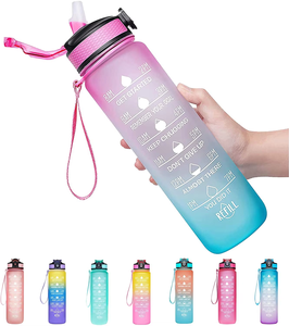 Bouteille d'eau de <span class=keywords><strong>sport</strong></span> en plastique <span class=keywords><strong>1L</strong></span> Wasserflasche Botol Minum Waterfles Botellas MotivadorasMotivational <span class=keywords><strong>Gourde</strong></span> Drink Water Bottle - Product Image 2