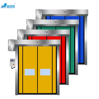 Puertas enrollables industriales de PVC de alta velocidad, impermeables y automáticas, para talleres, duchas de aire y puertas de acceso con cremallera.
