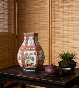 Ottimo Vaso in Ceramica Smaltata Cinese con Animali dello Zodiaco (Cavallo, Scimmia) e Fiori, Vaso in Porcellana Antico di Jingdezhen - Product Image 2