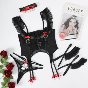 Lencería Femenina Transparente, Conjunto de Sujetador Push-Up y Bragas con Volantes, Disfraz Exótico Sin Censura - Product Image 6