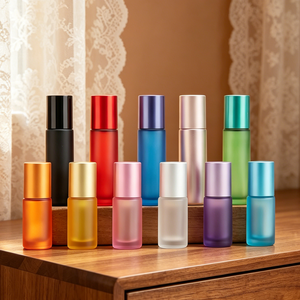 Mini Botella de Vidrio Esmerilado de 5ml/10ml, Personalizable en Color, para Muestras de Aceites Esenciales, Perfume de Bolsillo, Set de Regalo - Product Image 1