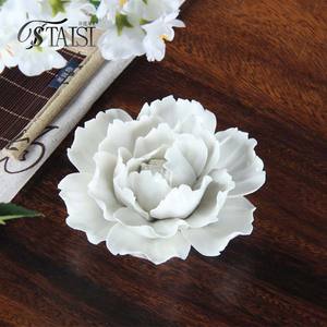 F001W منحوتة فنية لمجموعات زهور من السيراميك الأبيض مصنوعة يدويًا، حرف يدوية للتعليق على الحائط لديكور المنزل - Product Image 5