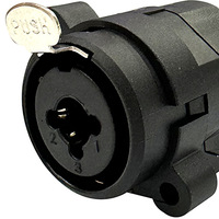 Conectores XLR Hembra de 3 Pines para Montaje en Panel, Conector Recto, ABS, Cobre, Negro