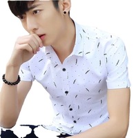 Kemeja Pria Lengan Pendek Slim Fit Kasual Kancing Depan Model Fashion