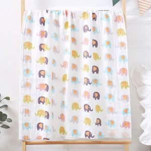 Couverture en coton à imprimé numérique populaire 110*110cm, serviette de bain en mousseline pour nouveau-né, enveloppe pour bébé - Product Image 2