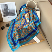 100 couleurs de foulards élégants en fausse soie, foulards carrés en satin de soie avec motifs, foulard en satin de soie imprimé sur mesure pour femmes