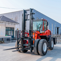 Carrello Elevatore Diesel 4WD da 6 Tonnellate per Tutti i Terreni, a Bassa Manutenzione, con Forche Rinforzate Resistenti alle Alte Temperature per Logistica Agricola/Portuale/Edilizia