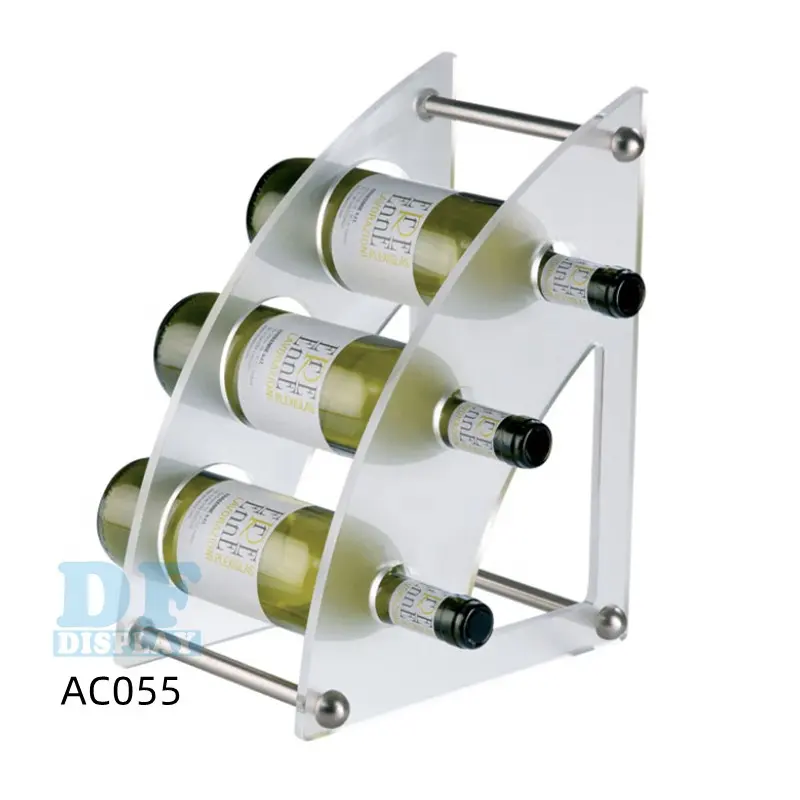 Soporte acrílico de exhibición AC055, estante de plástico para vino, botellas de vino, minibar