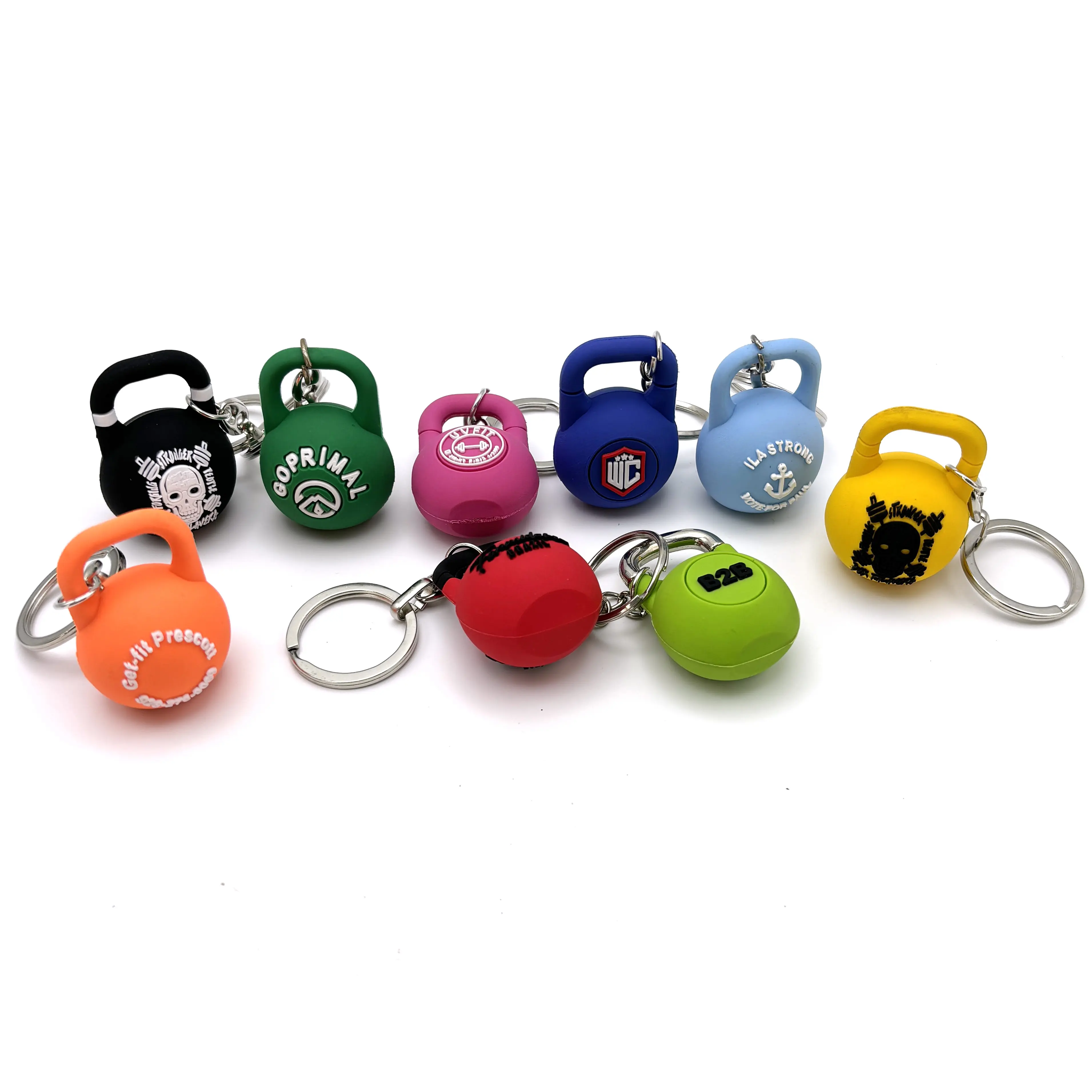 Promotional Souvenir Luxury Mini Kettlebell Model Rubber Keychain For Men Custom 2D /3D Soft PVC Keychain Key Rings With Logo
