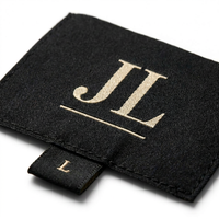 Étiquette tissée personnalisée brodée pour vêtements, logo noir et or, étiquette de col avec languette de taille pour marque de vêtements de luxe