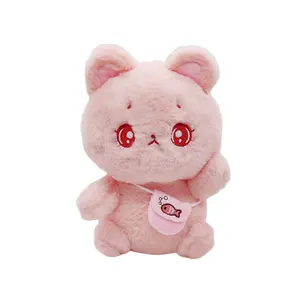 Factory Hand Made Soft Custom Cartoon Toys Pink Cat Stuffed Animal Standing Kitty
