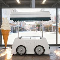 Chariot mobile de vente ambulante de crème glacée avec armoire congélateur en acier galvanisé résistant à la rouille pour la vente de rue