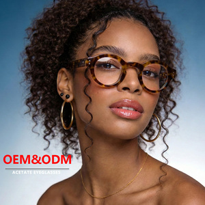 빈티지 패셔너블 라운드 안경테 광학 안경 레트로 아세테이트 광학 프레임 OEM ODM 안경테 - Product Image 2