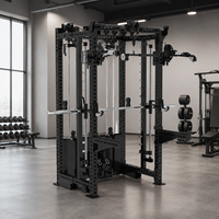 Machine Smith compacte tout-en-un 1000LBS, rack de musculation robuste avec double croisement de câbles et empilements de poids