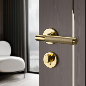 Italian Brass Knurled T-Shaped Lever Lock For Interior Wooden Doors Vintage Style Copper Handle Slotting Installation - Product Image 4